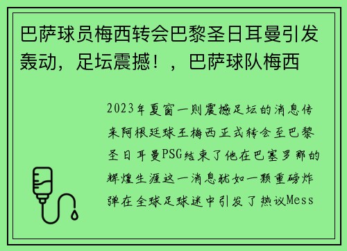 巴萨球员梅西转会巴黎圣日耳曼引发轰动，足坛震撼！，巴萨球队梅西